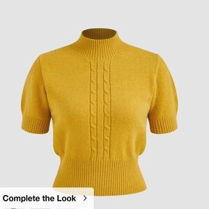 Cider Mustard Cable Knit Turtleneck Sweater